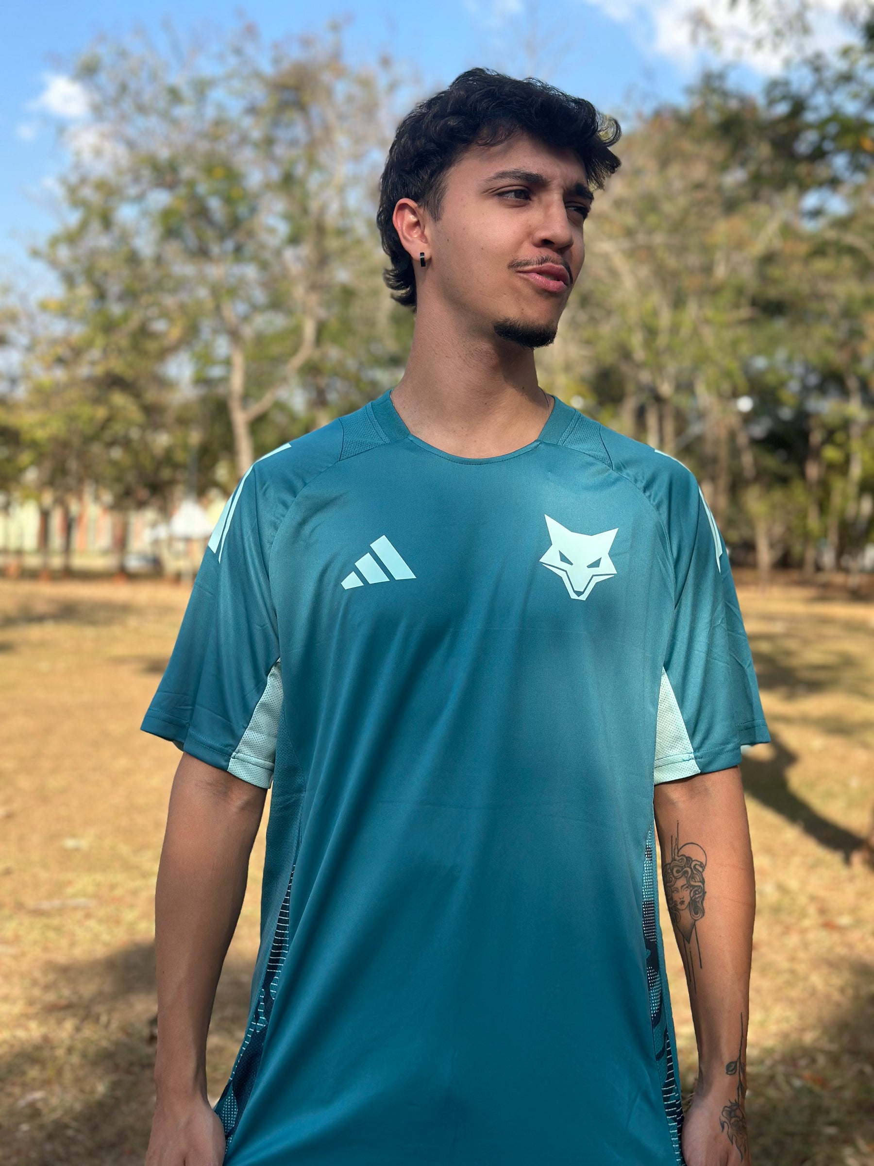 Camisa Cruzeiro 25/26 Treino Adidas Masculina - Azul Turquesa+Branco