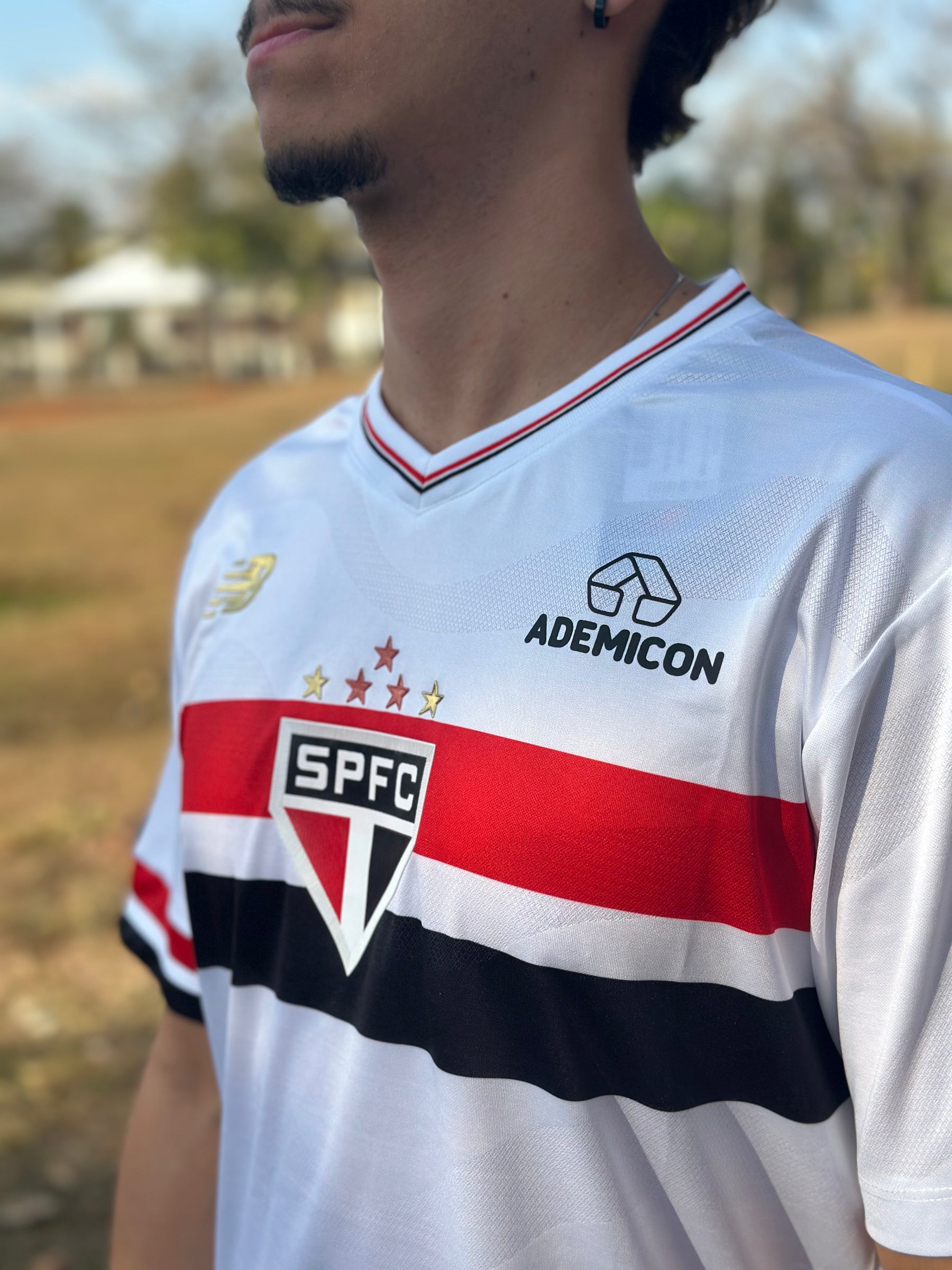Camisa São Paulo 25/26 Casa New Balance Masculina - Branco+Vermelho