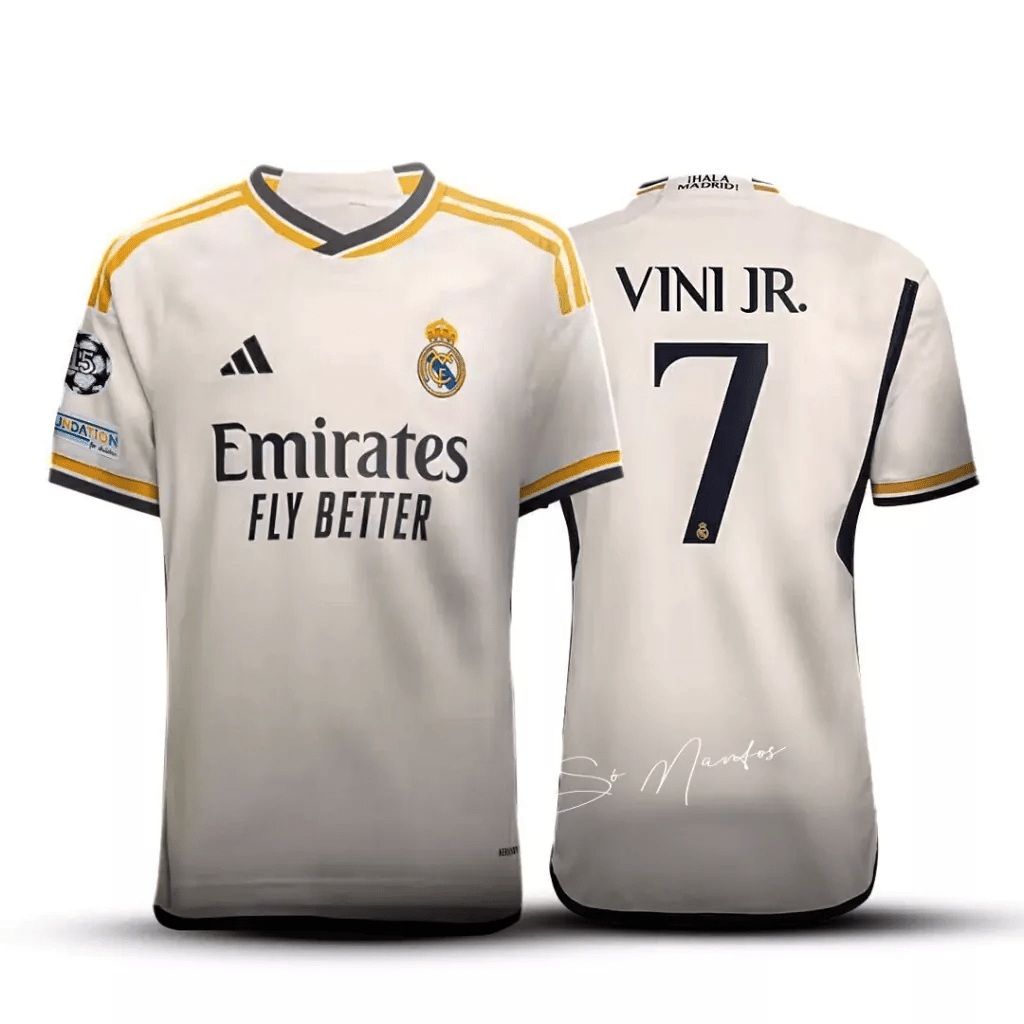 Camisa do Real Madrid 2023/24 15 UCL + Vini Jr #7 – DA Sports Oficial