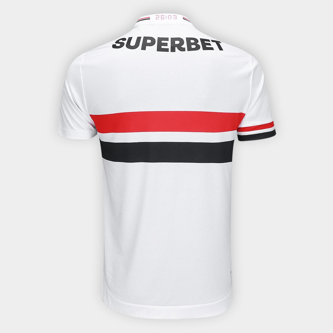 Camisa São Paulo 25/26 Casa New Balance Masculina - Branco+Vermelho - Jogador - DA Sports Oficial
