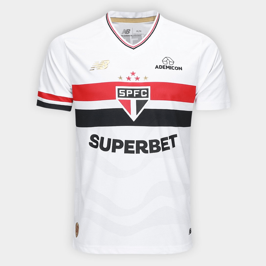 Camisa São Paulo 25/26 Casa New Balance Masculina - Branco+Vermelho - Jogador - DA Sports Oficial