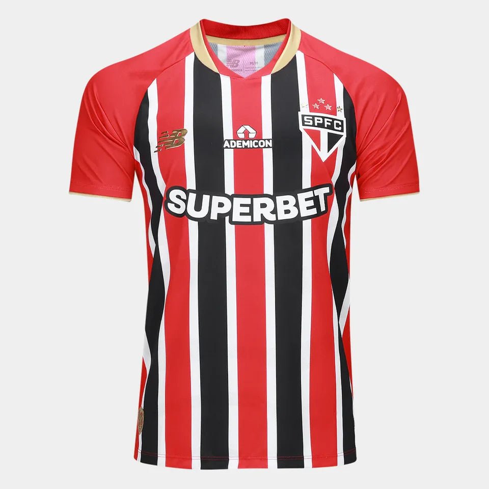 Camisa São Paulo 25/26 Fora New Balance Masculina - Preto+Vermelho - Jogador - DA Sports Oficial
