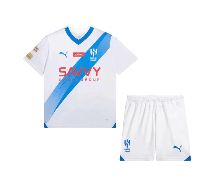 Conjunto Infantil Infantil Al - Hilal Away 23/24 - Branco - DA Sports Oficial