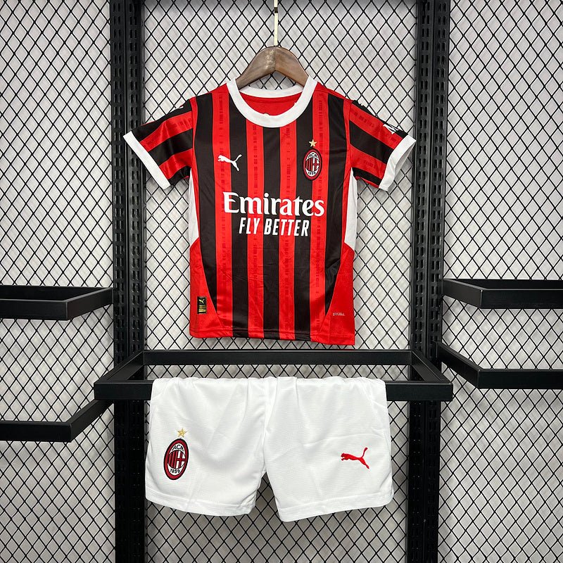 Conjunto Infantil Milan Home 24/25 - Vermelho e Preto - DA Sports Oficial
