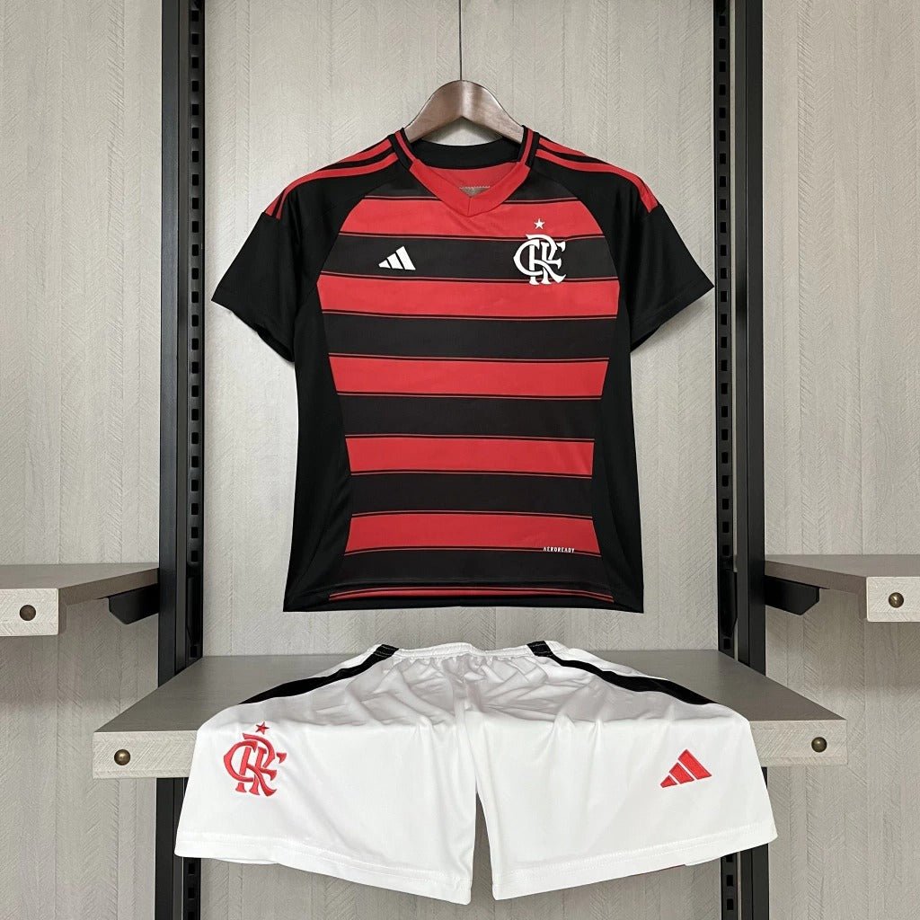 Kit Infantil Flamengo I 25/26 Torcedor Adidas - Vermelho+Preto - DA Sports Oficial