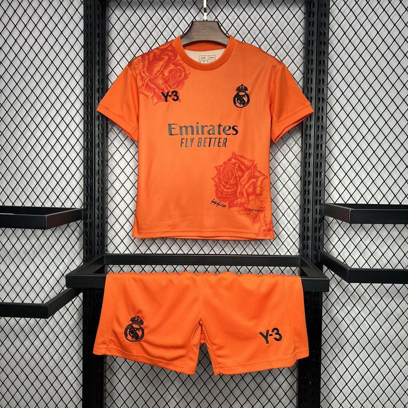 Kit Infantil Real Madrid Away 24/25 - Laranja - DA Sports Oficial