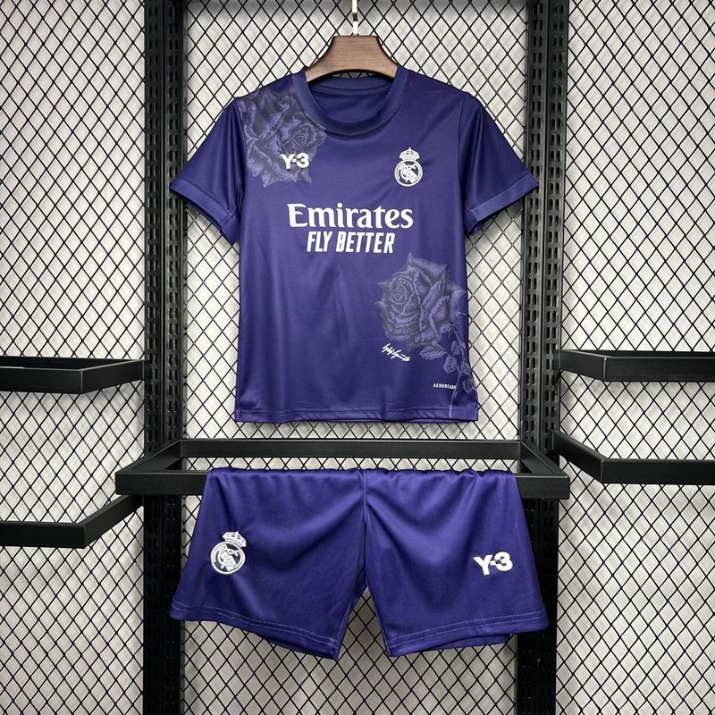 Kit Infantil Real Madrid Away 24/25 - Roxo - DA Sports Oficial