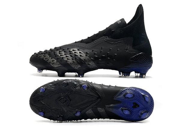 Chuteira Campo Adidas Predator Freak FG Black Blue Cano Alto