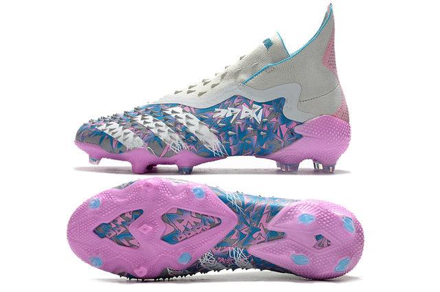 Chuteira Campo Adidas Predator Freak + FG Grey/Blue/Pink - Cano Alto - DA Sports Oficial