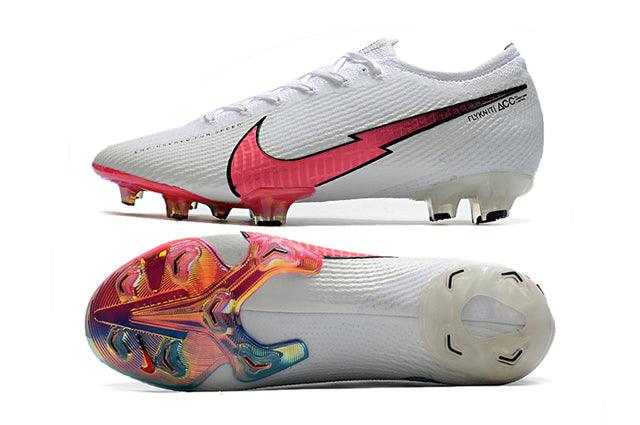 Chuteira Campo Nike Mercurial Vapor 13 Elite FG Branco/Rosa Low