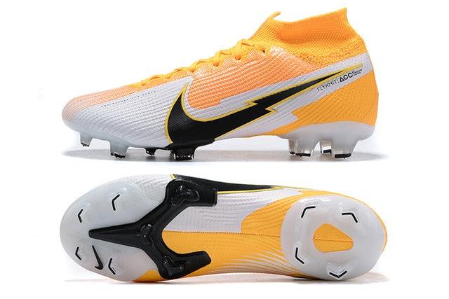 Chuteira Campo Nike Superfly 7 Elite SE FG Branco e Laranja - Cano Alto - DA Sports Oficial