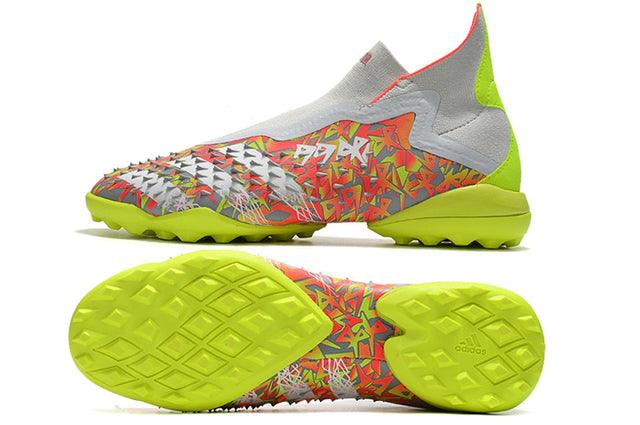 Chuteira Society Adidas Predator Freak + FG White/Orange/Green