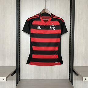 Camisa Flamengo I 2025  s/n° Torcedor Adidas Feminina - Vermelho+Preto