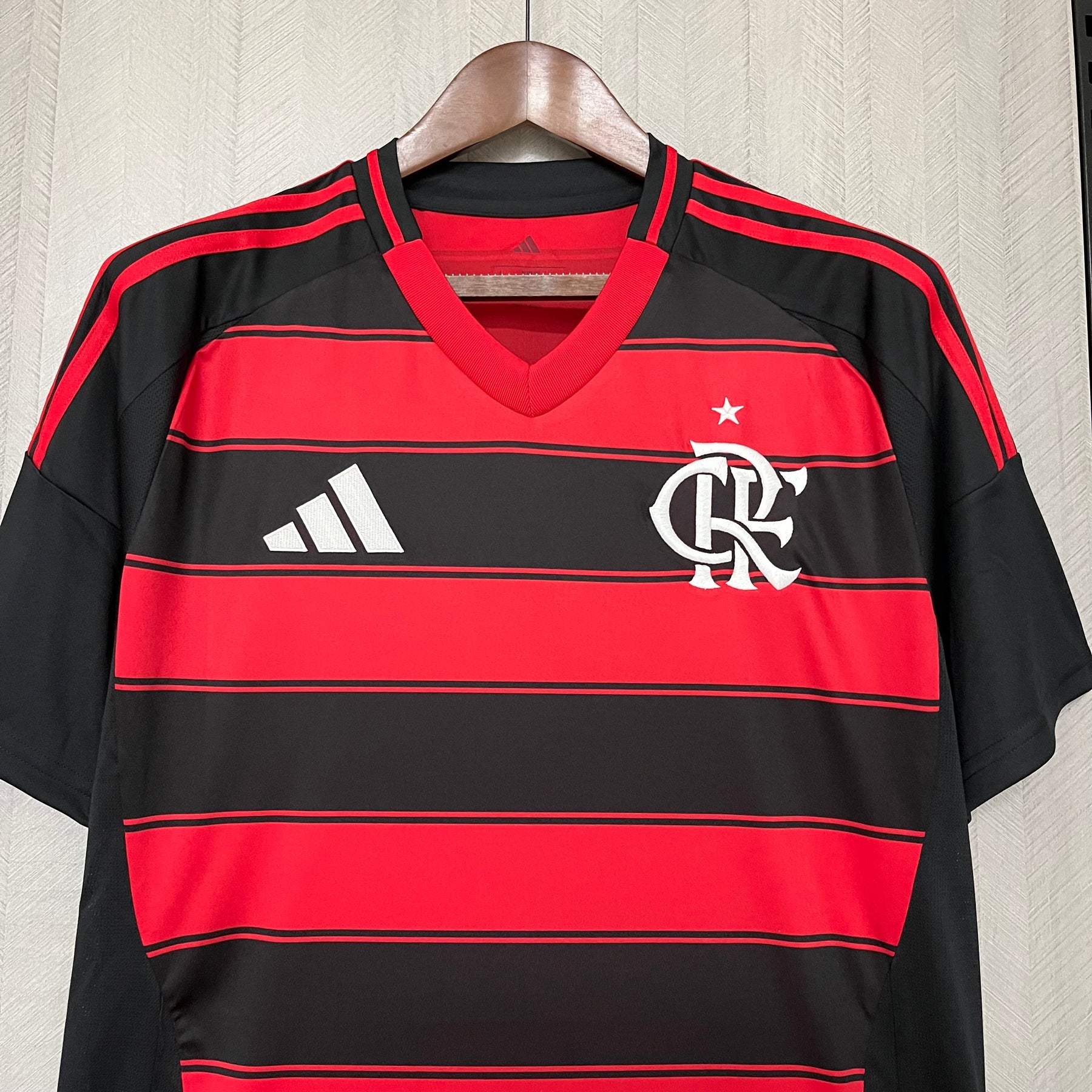 Camisa Flamengo I 2025  s/n° Torcedor Adidas Masculina - Vermelho+Preto