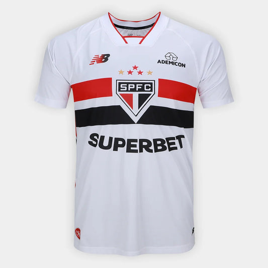 Camisa São Paulo I 2026/27 Torcedor New Balance Masculina - Branco+Vermelho