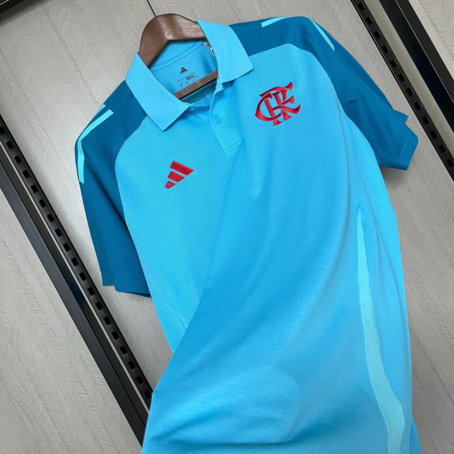 Camisa Polo Flamengo Algodão Tiro 24 Adidas Masculina - Azul