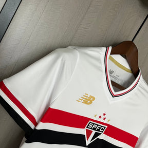 Camisa São Paulo 25/26 Casa Torcedor New Balance Feminina - Branco+Vermelho