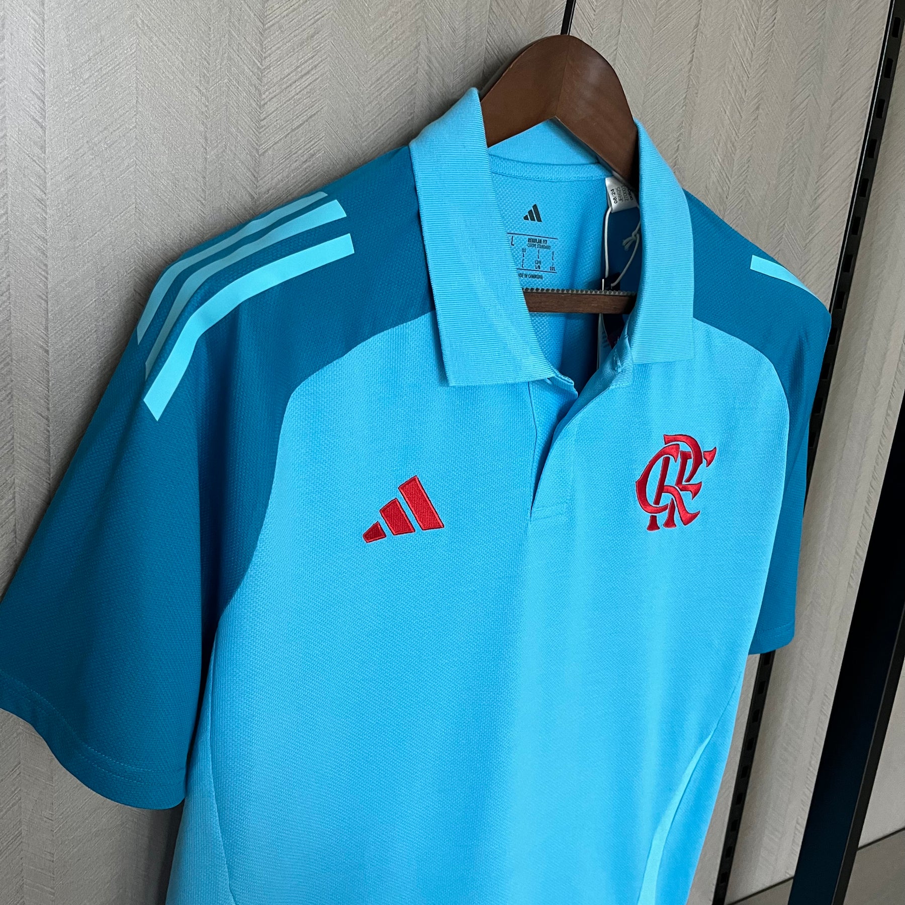 Camisa Polo Flamengo Algodão Tiro 24 Adidas Masculina - Azul