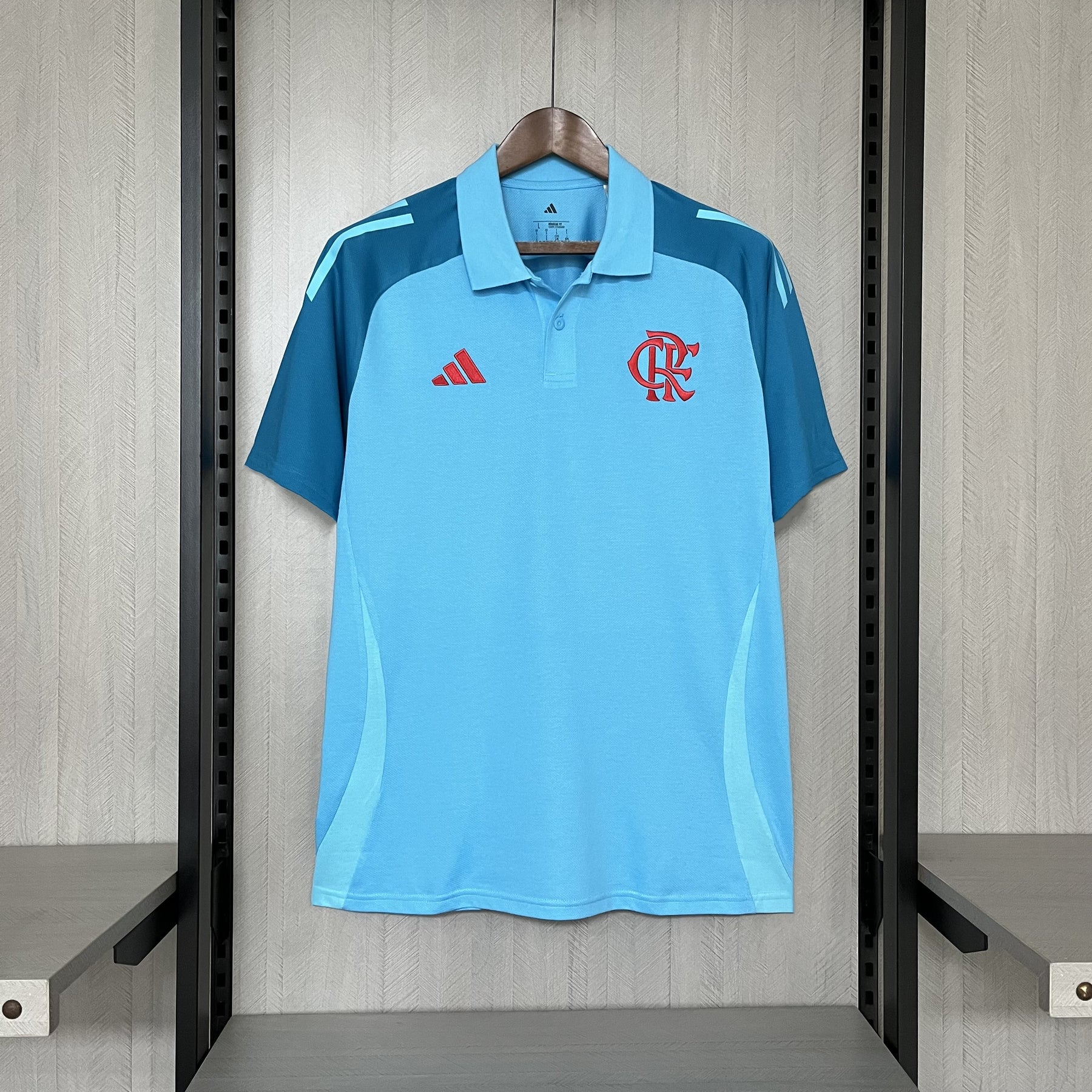 Camisa Polo Flamengo Algodão Tiro 24 Adidas Masculina - Azul