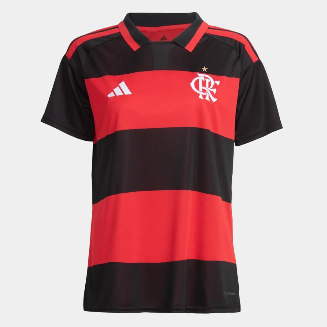 Camisa Flamengo I 26/27 Torcedor Adidas Feminina - Vermelho+Preto