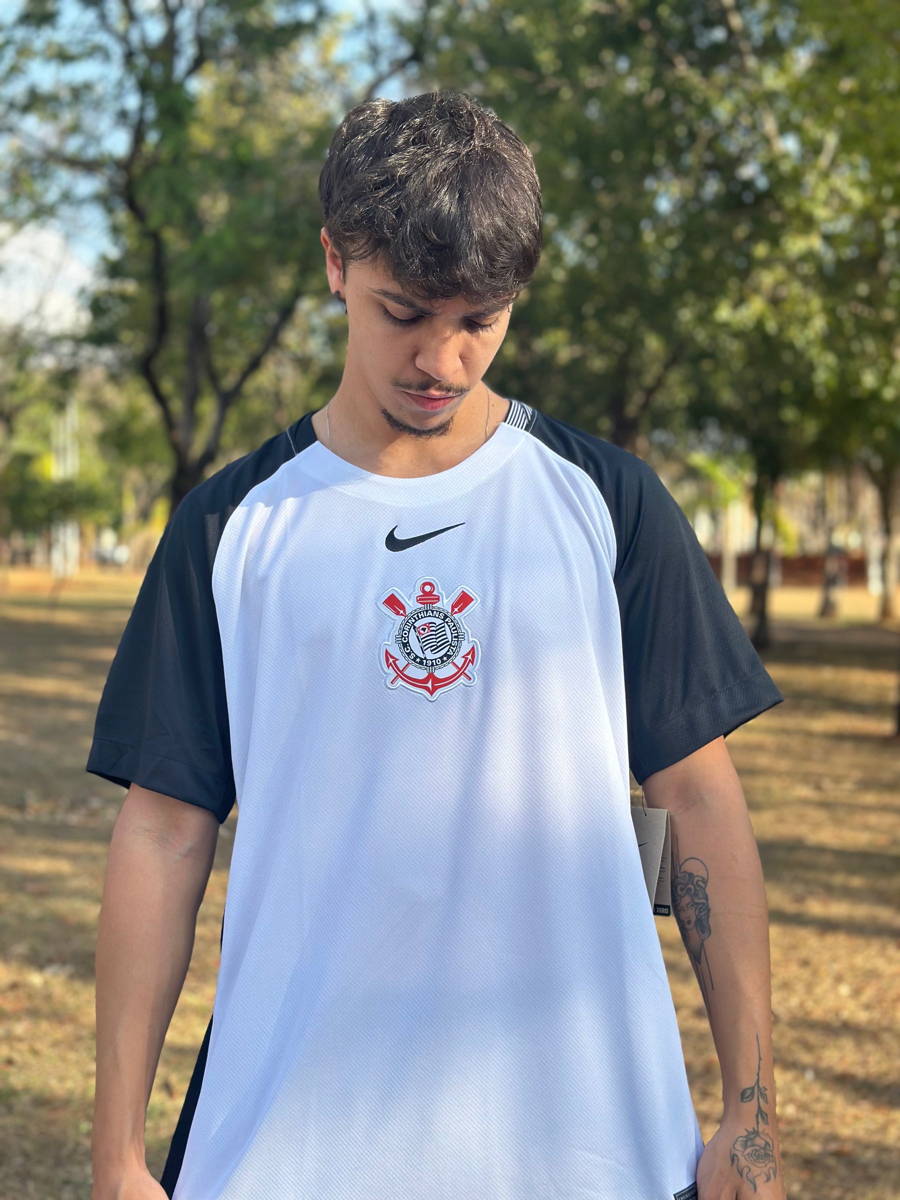 Camisa Nike Corinthians  I 2025  - Preta e Branca - Masculina