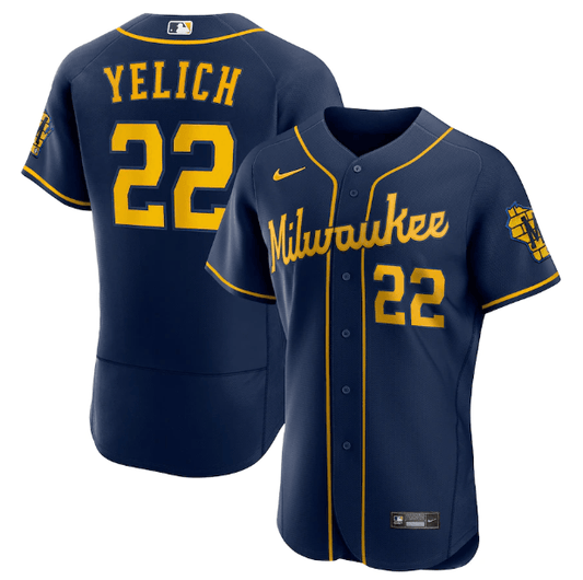 Camisa MLB Milwaukee Brewers Azul Authentic
