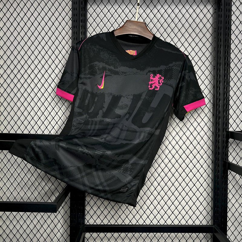 Camisa Chelsea III 24/25 - Preta com rosa - DA Sports Oficial