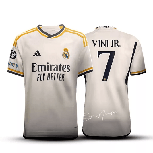 Camisa do Real Madrid 2023/24 15 UCL + Vini Jr 7 - DA Sports Oficial