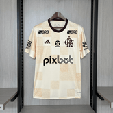Camisa Flamengo 24/25 Adidas Pre Jogo Masculina - Bege (Com patrocinios) - DA Sports Oficial
