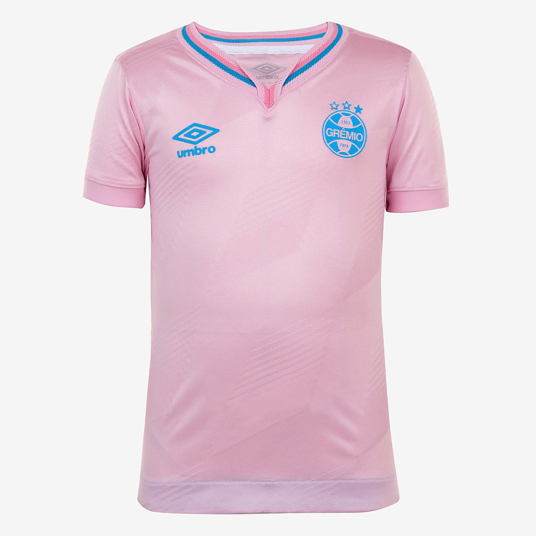 Camisa Grêmio Juvenil Outubro Rosa 24/25 s/n° Torcedor Umbro - Rosa+Azul - DA Sports Oficial