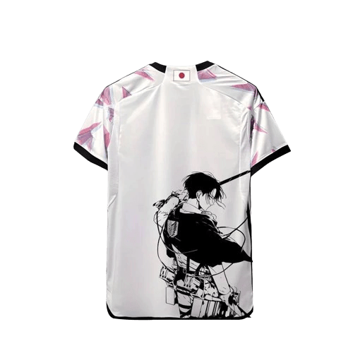 Camisa Japão Anime Attack on titan Levi 24/25 - Torcedor Masculina - Branco com detalhes em Preto - DA Sports Oficial