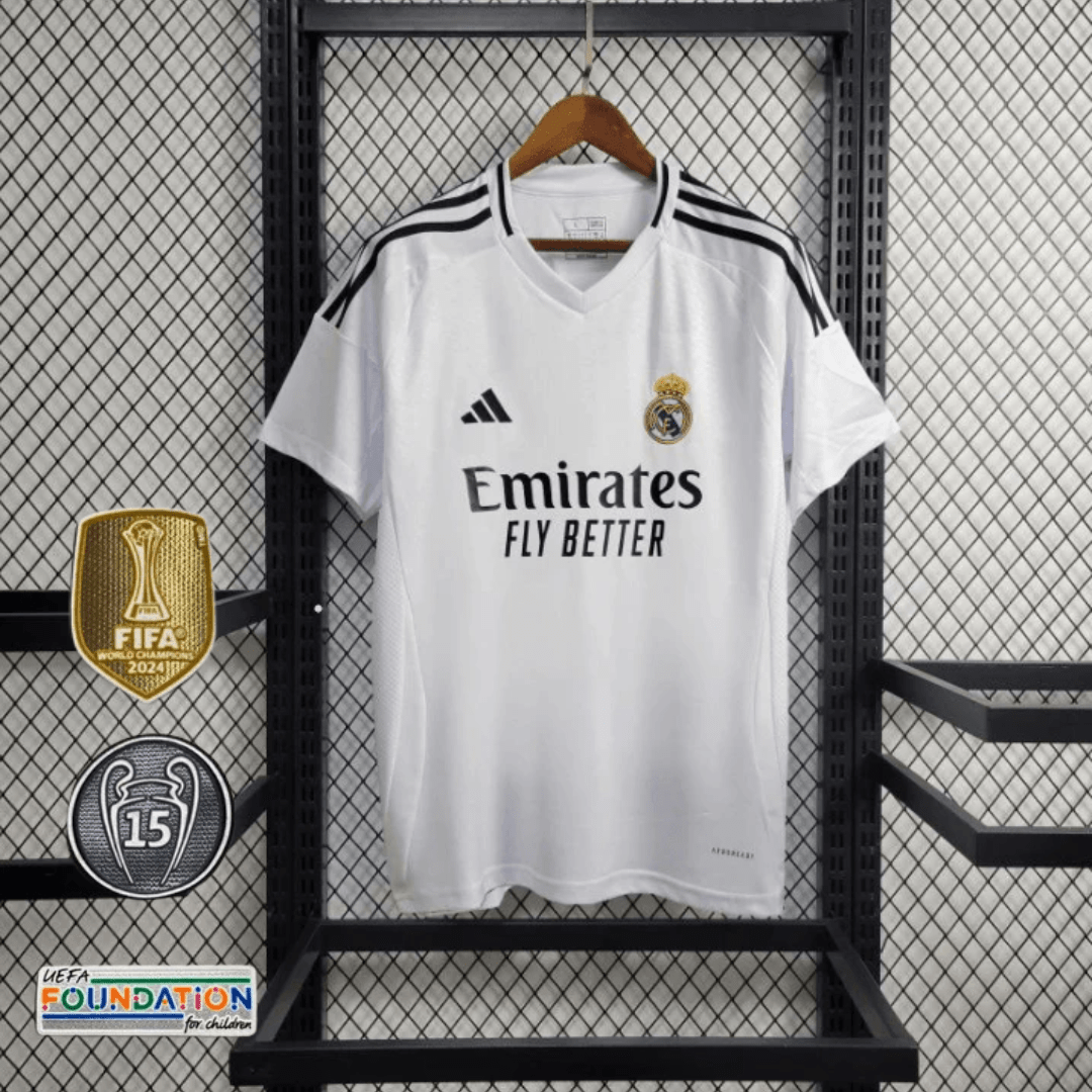 Camisa l Real Madrid 24/25 Adidas C/ Todos patchs UCL 15 - DA Sports Oficial