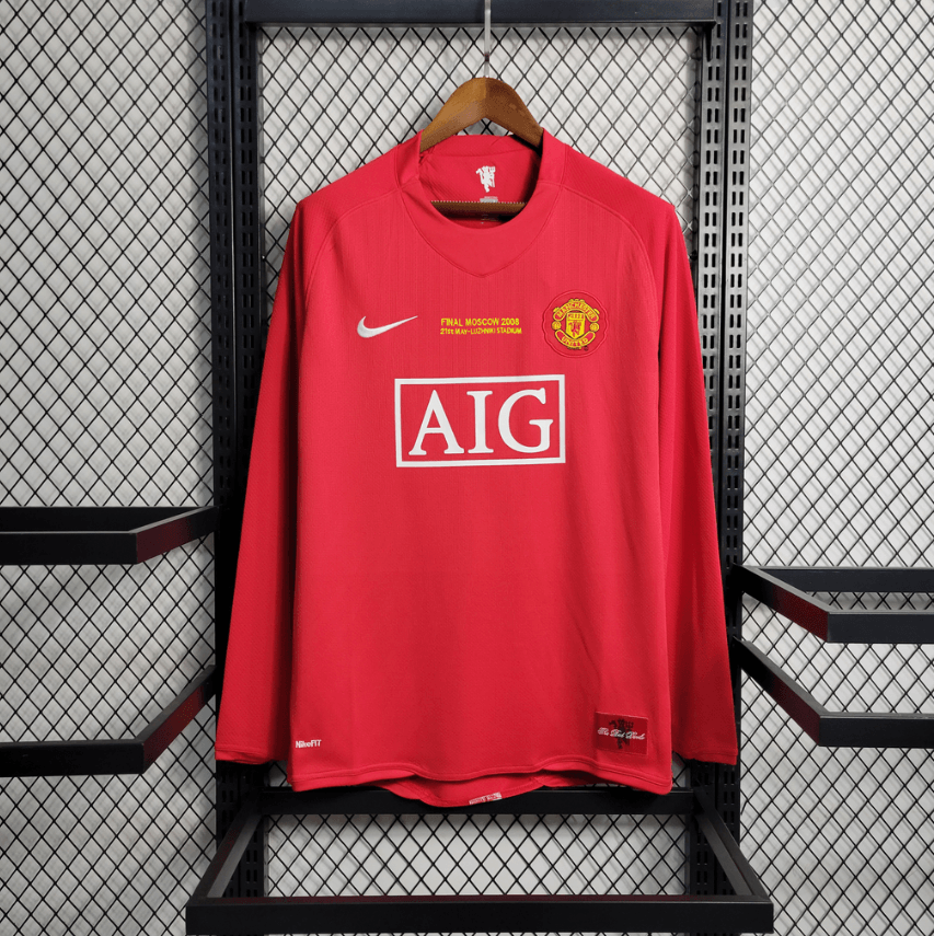 Camisa Manga longa Manchester United 2007/08 - Retrô Masculino - Vermelha - DA Sports Oficial