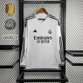 Camisa Manga Longa Real Madrid 24/25 Adidas - Todos Patchs UCL 15 - DA Sports Oficial