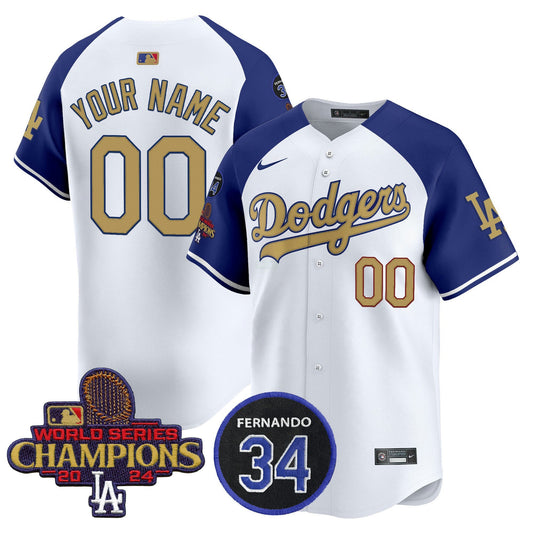 Camisa MLB 2025 #34 Fernando Patch Dourada Vapor Premier Limited Jersey