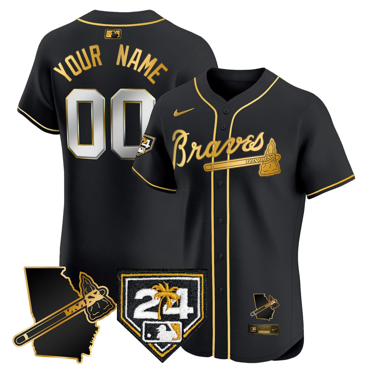 Camisa MLB Atlanta 2024 Spring Training & Georgia Patch Vapor Premier Elite Jersey