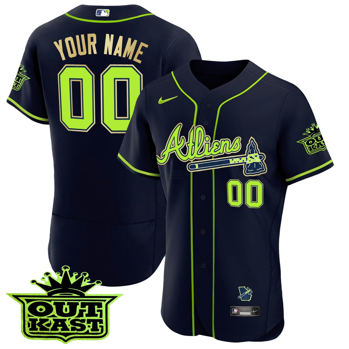 Camisa MLB Atlanta Atliens Flex Base Dourada Trim Jersey