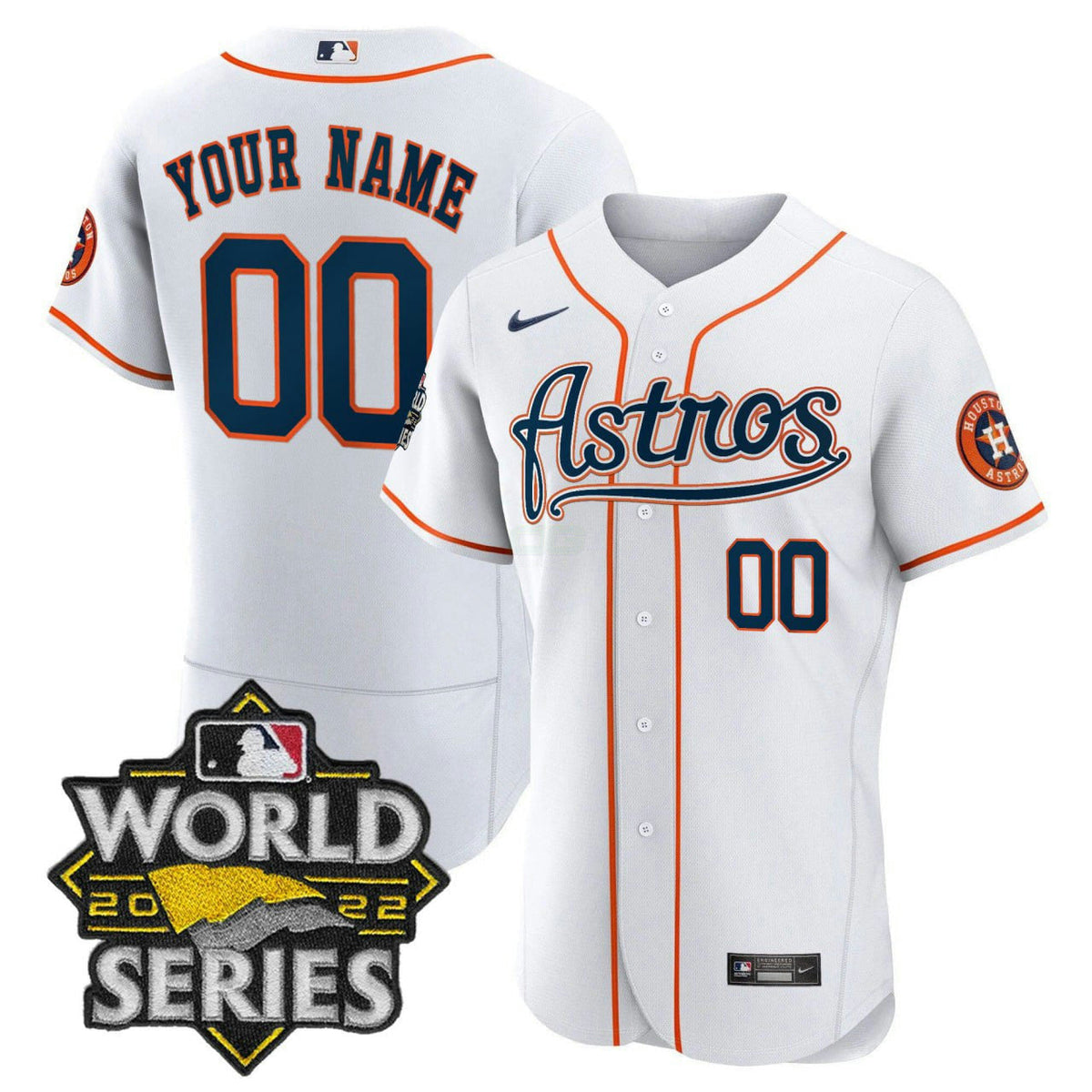 Camisa MLB Houston White Custom World Series Patch Jersey - Branca