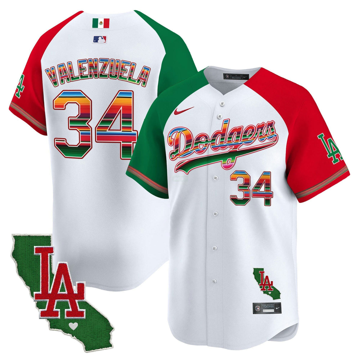 Camisa MLB Los Angeles Dodgers Men’s Mexico California Patch Vapor Premier Limited Jersey V2