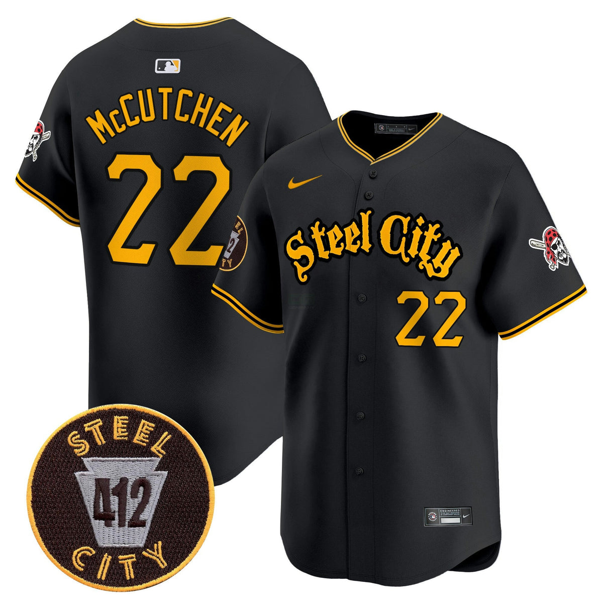 Camisa MLB Men’s Pittsburgh 412 Patch Vapor Premier Limited Jersey V5