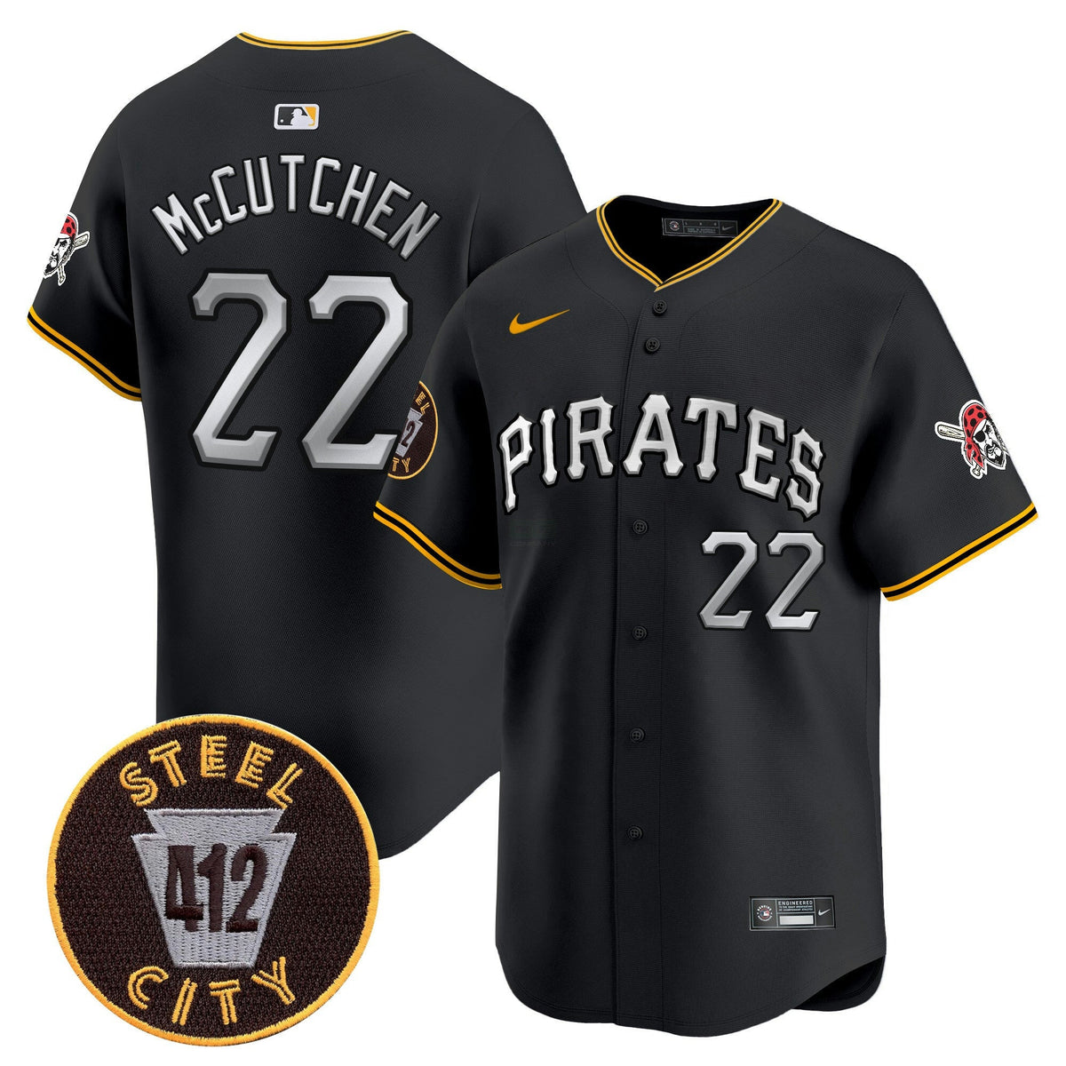 Camisa MLB Men’s Pittsburgh 412 Patch Vapor Premier Limited Jersey V6