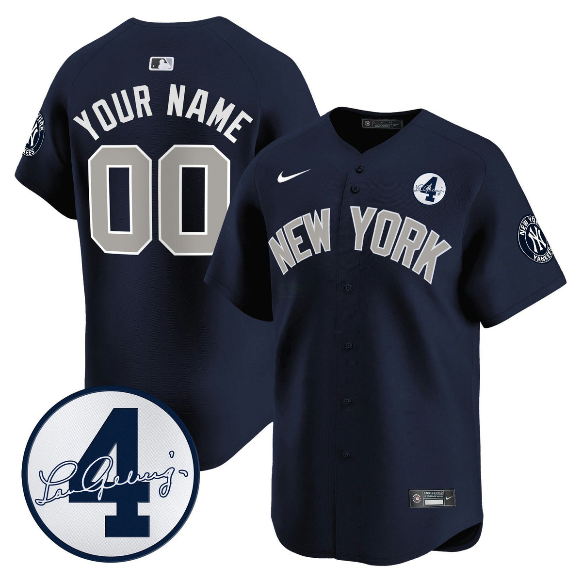 Camisa MLB New York Lou Gehrig Patch Vapor Premier Limited Jersey