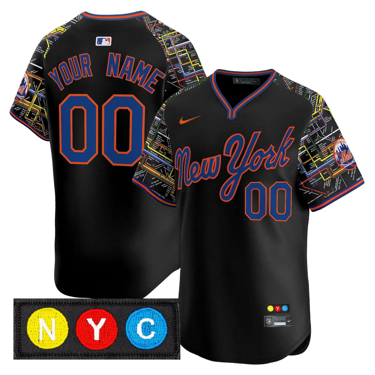 Camisa MLB New York Mets New York Subway Style Vapor Premier Limited Jersey – Stitched
