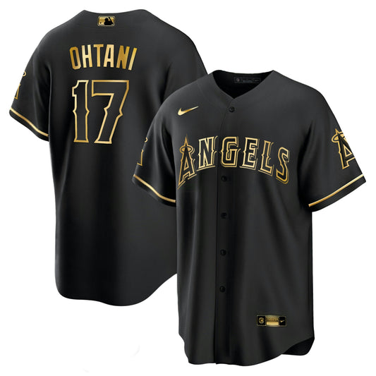 Camisa MLB Shohei Ohtani Los Angeles Branca Dourada & Preta Dourada Jersey