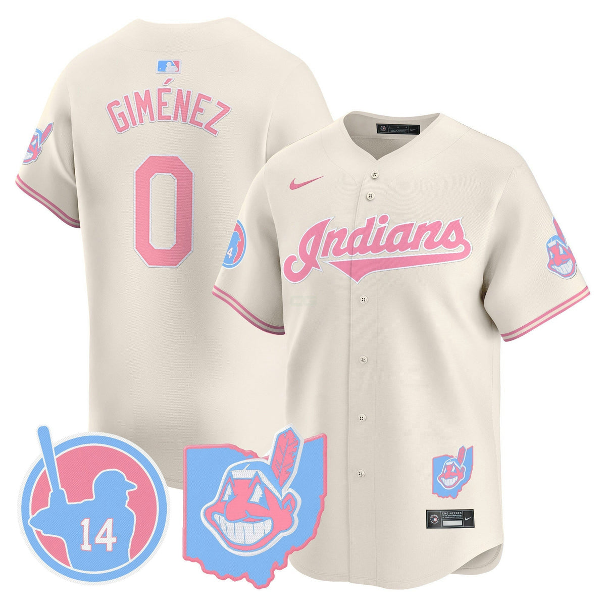 Camisa MLB Unisex Cleveland Indians Larry Doby Bubblegum Pink Vapor Premier Limited Jersey