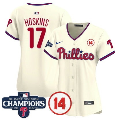 Camisa MLB Women’s 2024 NL East Division Champions & Pete Rose Patch Dourada Vapor Premier Limited Jersey