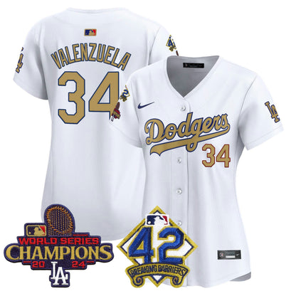 Camisa MLB Women’s 2024 World Series Champions & Jackie Robinson Patch Vapor Premier Limited Jersey