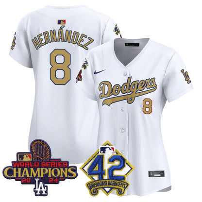 Camisa MLB Women’s 2024 World Series Champions & Jackie Robinson Patch Vapor Premier Limited Jersey