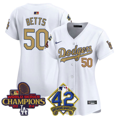 Camisa MLB Women’s 2024 World Series Champions & Jackie Robinson Patch Vapor Premier Limited Jersey