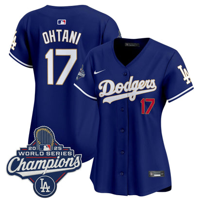 Camisa MLB Women’s 2025 World Series Champions Patch Dourada Trim Vapor Premier Limited Jersey